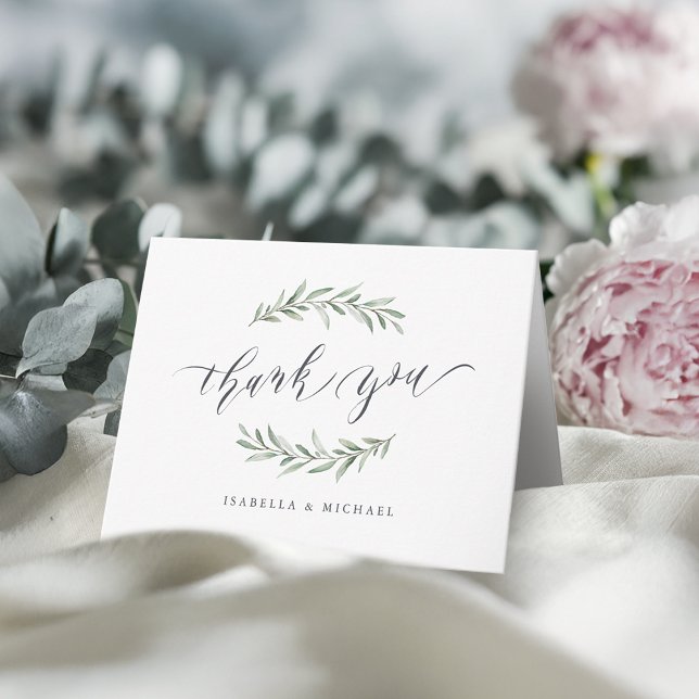 Simple calligraphie végétation rustique merci (Simple calligraphy rustic greenery thank you)
