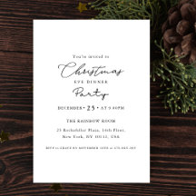 Simple Calligraphy Christmas Eve Dinner Party