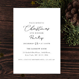 Simple Calligraphy Christmas Eve Dinner Party Einladung