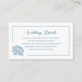 Simple Calligraphy Dusty Blue QR Info Wedding Begleitkarte