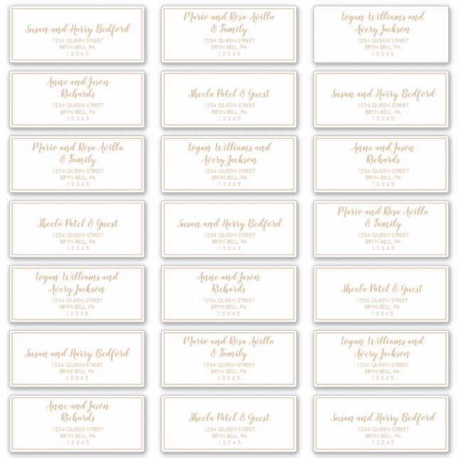 Simple Calligraphy|Gold Guest Address Labels (Vorderseite)