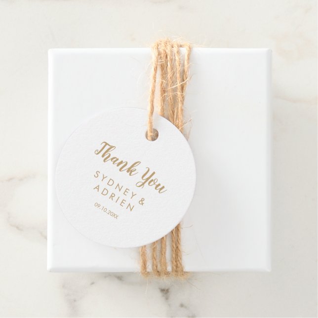 Simple Calligraphy|Gold Wedding Vielen Dank Geschenkanhänger (Beispiel)