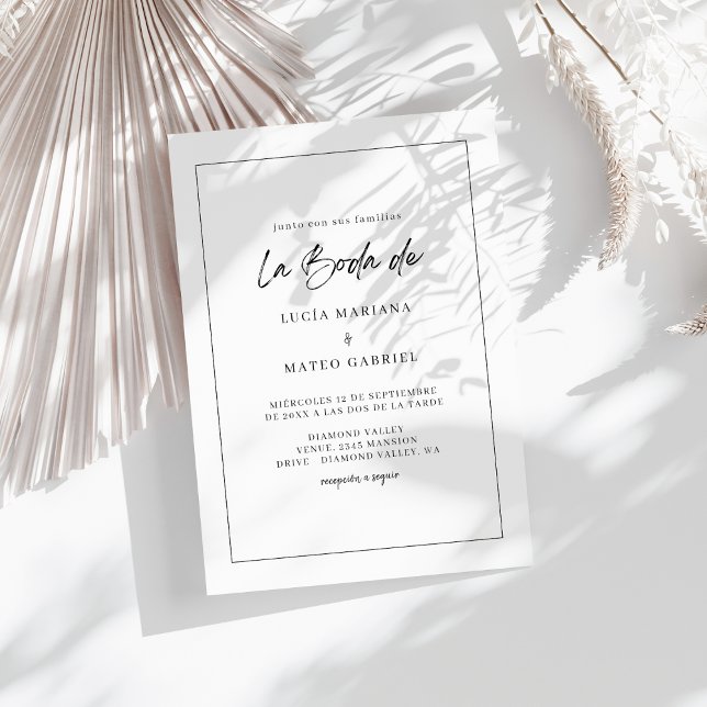 Simple Calligraphy La Boda De Spanish Wedding Einladung (Von Creator hochgeladen)