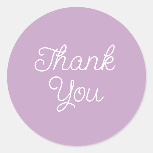 Simple Calligraphy Lilac Purple Thank You Seal Runder Aufkleber (Vorderseite)
