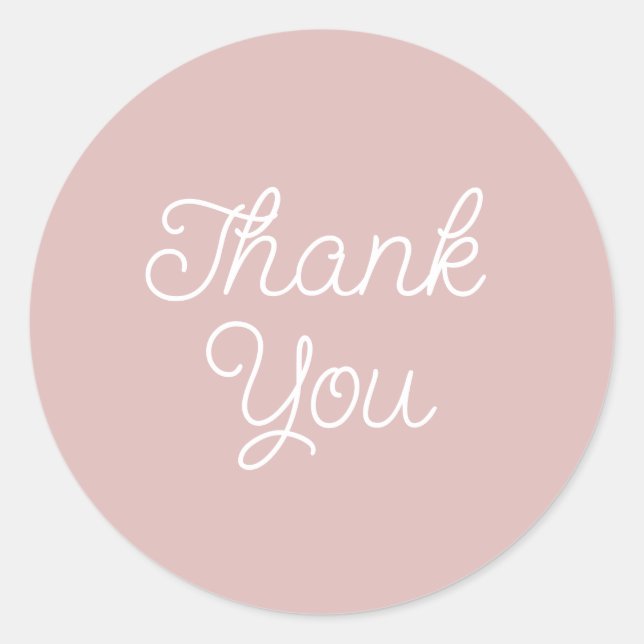 Simple Calligraphy Pink Mauve Thank You Seal Runder Aufkleber (Vorderseite)