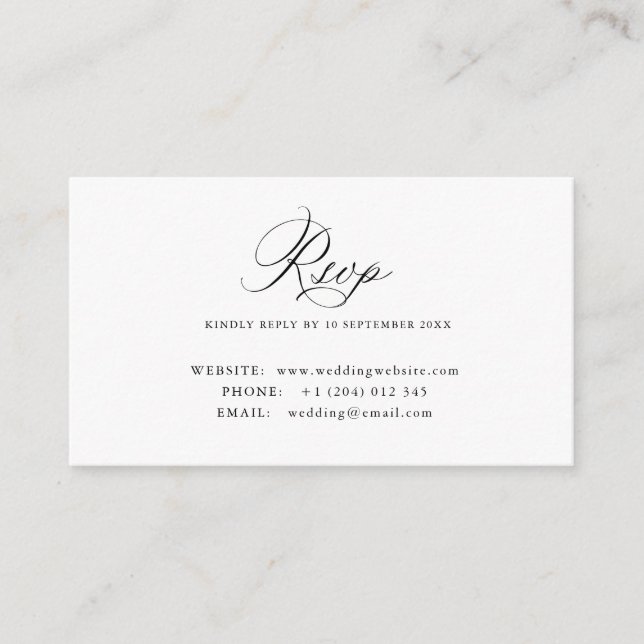Simple calligraphy QR code RSVP card Begleitkarte (Vorderseite)