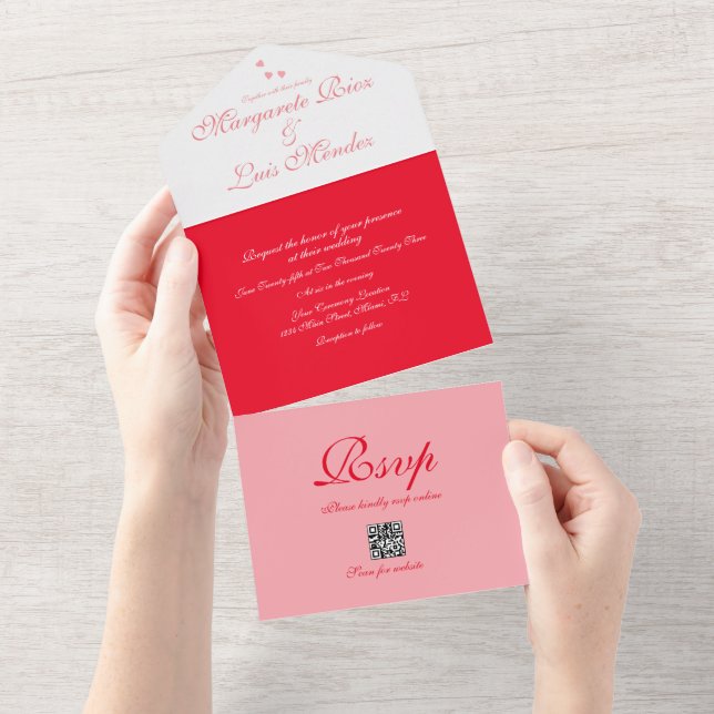 Simple Calligraphy Valentines Wedding All In One Einladung (Abreißen)