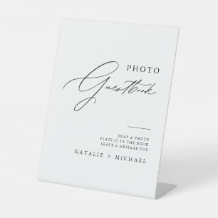 Simple Calligraphy Wedding Fotobooth Gäestbook Sockelschild