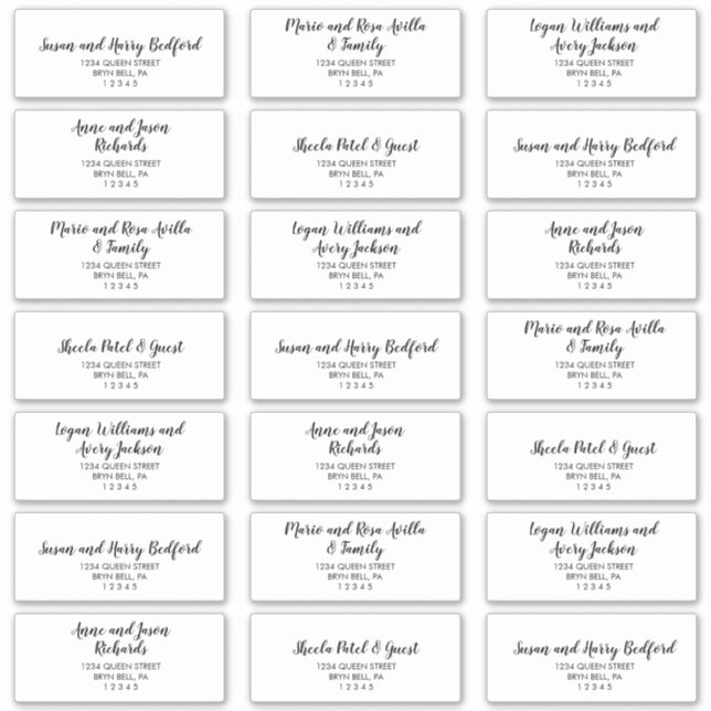 Simple Calligraphy Wedding Guest Address Labels (Vorderseite)