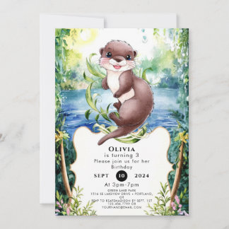 Simple Calm Otter Birthday Einladung
