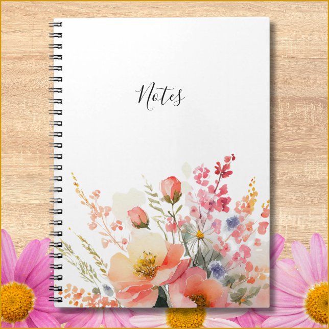 Simple Carnet Floral Minimal Quotidien Pour Elle (Customizable wildflower notebook is simple and so pretty!)