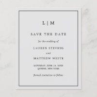 Simple carte de mariage à budget gris clair Épargn