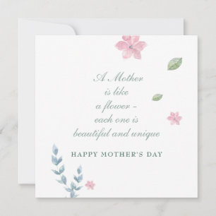 Simple carte de message Floral Happy Mother's Day