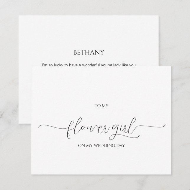 Simple Carte de remerciements de fille à fleurs à  (Devant / Derrière)