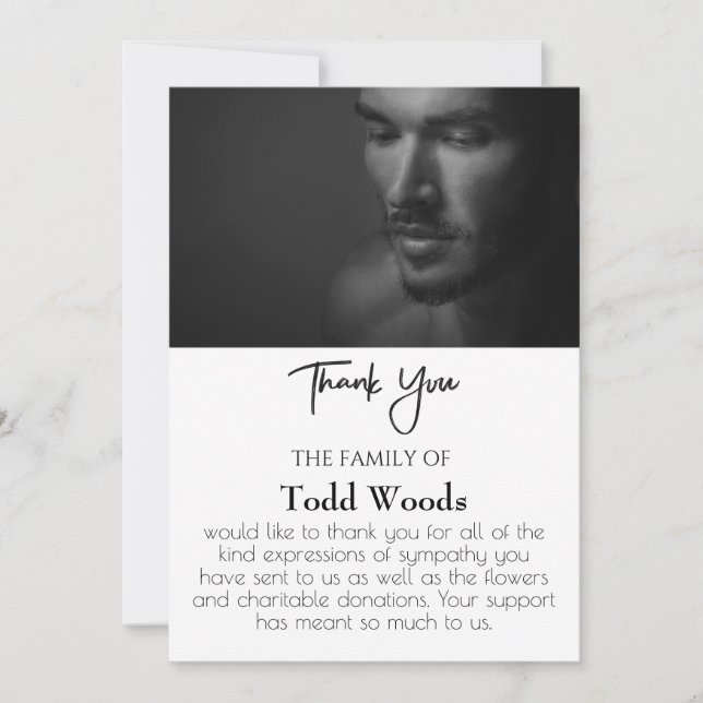 Simple Carte de remerciements de photos funéraires (Devant)