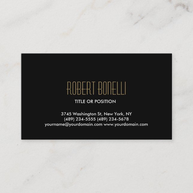 Simple Carte de visite Black White Gold (Devant)