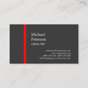 Simple Carte de visite de consultant en gris rouge