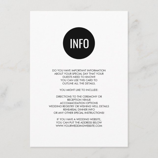 Simple carte d'information/détails de cercle monoc (Devant)