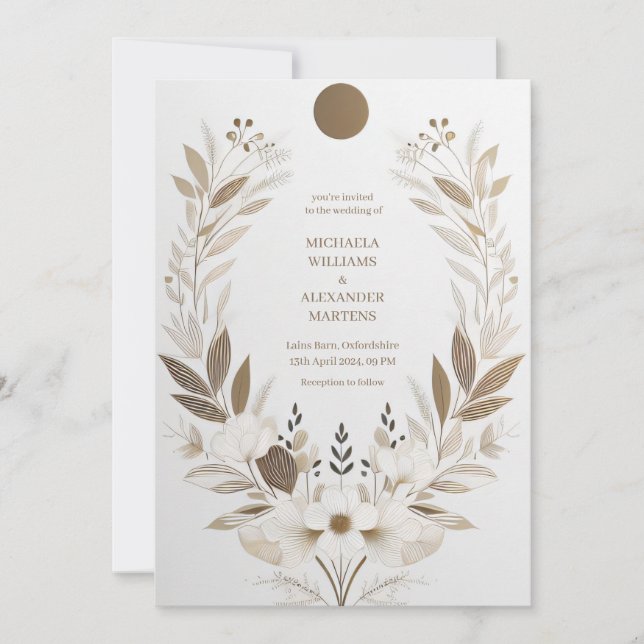 simple carte d'invitation de mariage avec fleurs (Devant)