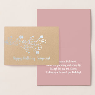 Simple carte florale d'anniversaire Real Foil