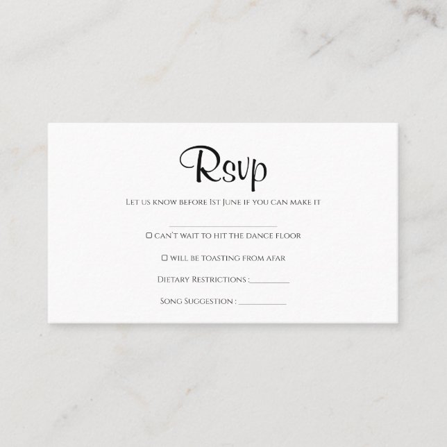 Simple carte rsvp de mariage rustique (Devant)