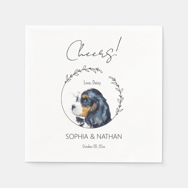 Simple Cavalier Dog Wedding Cocktail Napkins Serviette (Vorderseite)
