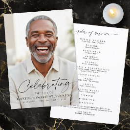 Simple Celebration of Life Photo Funeral Program Programm