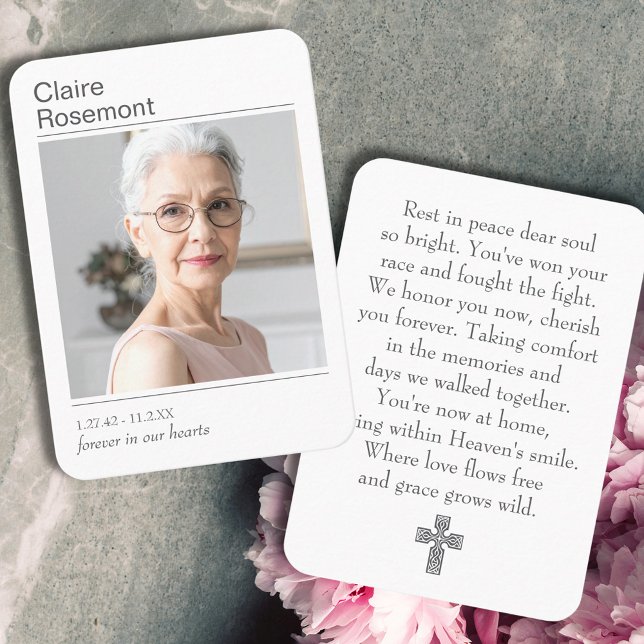 Simple Celebration of Life Photo Prayer Card Visitenkarte (Simple Celebration of Life Photo Prayer Card
)