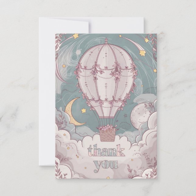 Simple Celestial Hot Air Ballon Dankeskarte (Vorderseite)