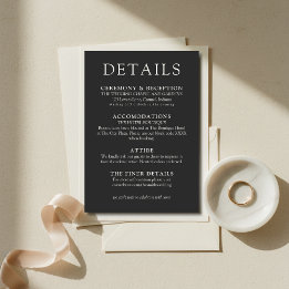 Simple Charcoal Classic Wedding Details Begleitkarte