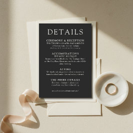 Simple Charcoal Classic Wedding Details Begleitkarte