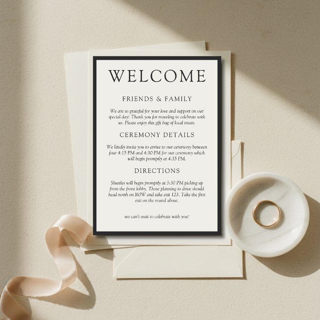 Simple Charcoal Classic Wedding Welcome Programm (Simple Charcoal Classic Wedding Welcome Program)