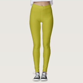Simple Chartreuse Green Solid Plain Color Leggings