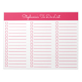 Simple Cherry Red 8.5x11 Three Column Checklist Notizblock