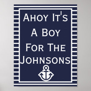 Simple Chic Ahoy C'est un garçon Poster du Baby sh