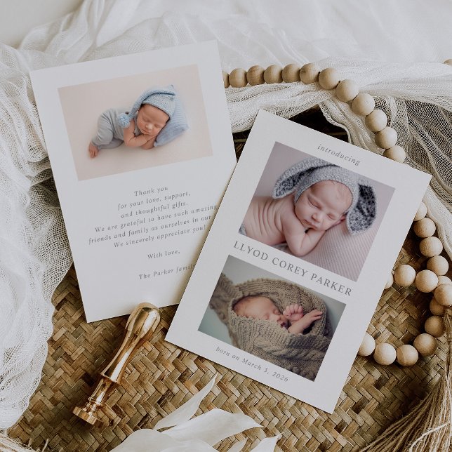 Simple Chic Baby Photo Announcement Card Einladung (Von Creator hochgeladen)