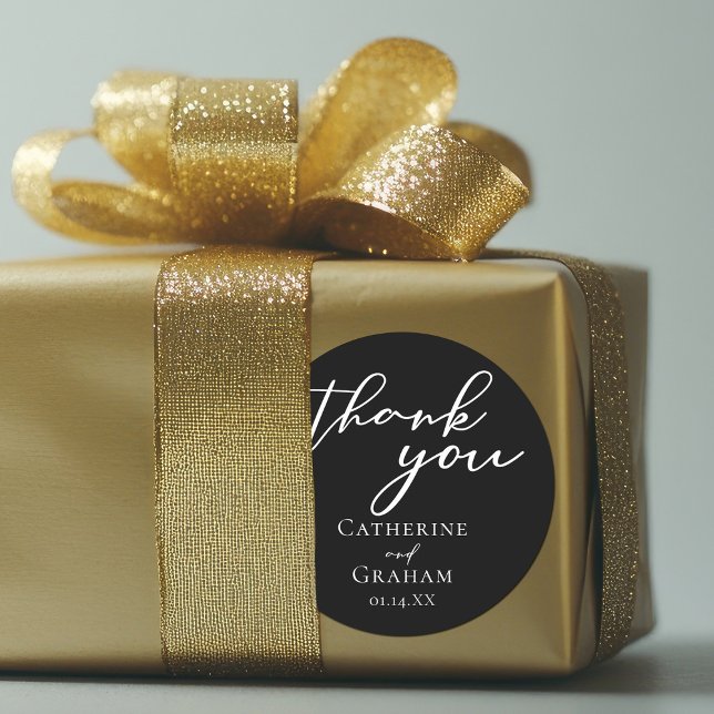 Simple Chic Black Wedding Runder Aufkleber (Von Creator hochgeladen)