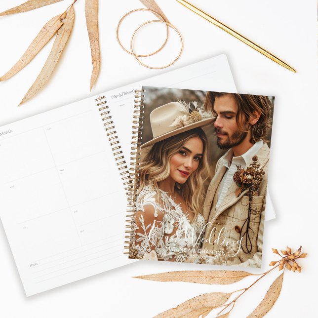 Simple Chic Elegant Calligraphy Photo Wedding Planer (Von Creator hochgeladen)