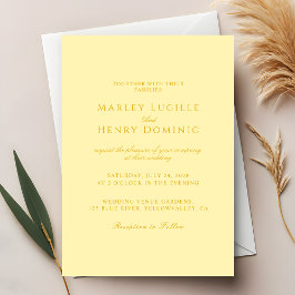Simple Chic Modern Butter Yellow Wedding Einladung