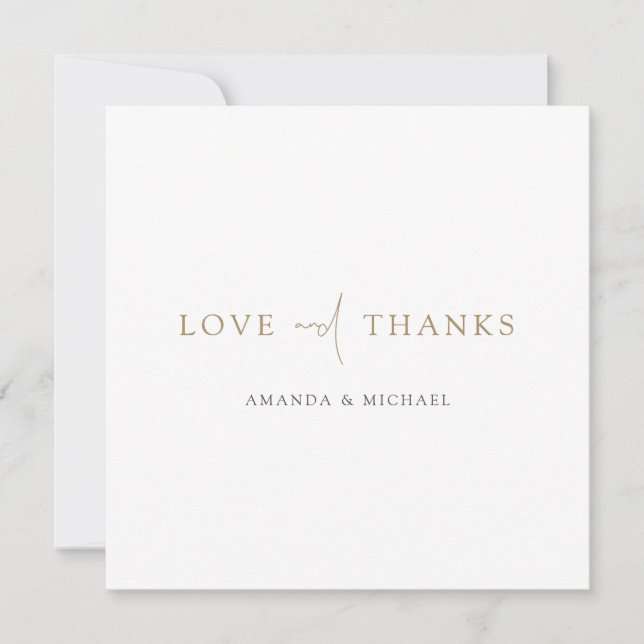 Simple Chic moderne Gold Love et Merci Mariage (Devant)