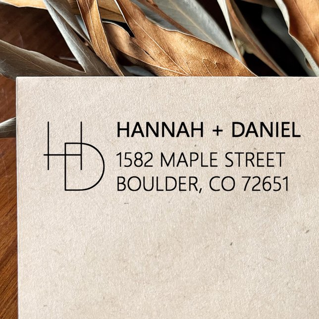Simple Chic Monogram Wedding Rücksendeadresse Permastempel (Von Creator hochgeladen)