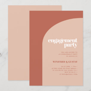 Simple chic peach terracotta arch engagement party einladung