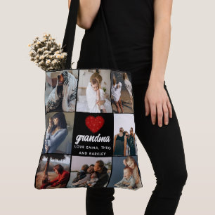 Simple Chic Red Heart 8 Foto Collage Oma Tasche