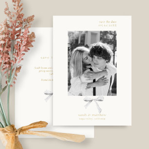 Simple Chic Ribbon Bow   Aus Weiß Save the Date Einladung