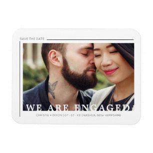 Simple Chic Trendy Typografy Script Foto Couple Magnet