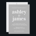 Simple Chic Typografy Light Gray Wedding Einladung<br><div class="desc">Einfache und schicke Hochzeitseinladung mit weißer stilvoller, eleganter und moderner Typografie auf hellgrauem Hintergrund. Fügen Sie einfach Ihre Hochzeitsdetails hinzu. Exklusiv für Sie entworfen von Happy Dolphin Studio. Wenn Sie Hilfe oder passende Produkte benötigen, kontaktieren Sie uns bitte unter happydolphinstudio@outlook.com. Wir helfen Ihnen gerne, Ihre Hochzeit zum schönsten Tag zu...</div>