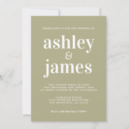 Simple Chic Typografy Sage Green Wedding Einladung