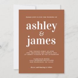 Simple Chic Typografy Terracotta Wedding Einladung