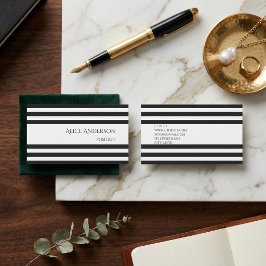 Simple Chick Black White Stripes Geometric Visitenkarte