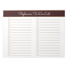 Simple Chocolate Brown 8.5x11 Two Column Checklist Notizblock